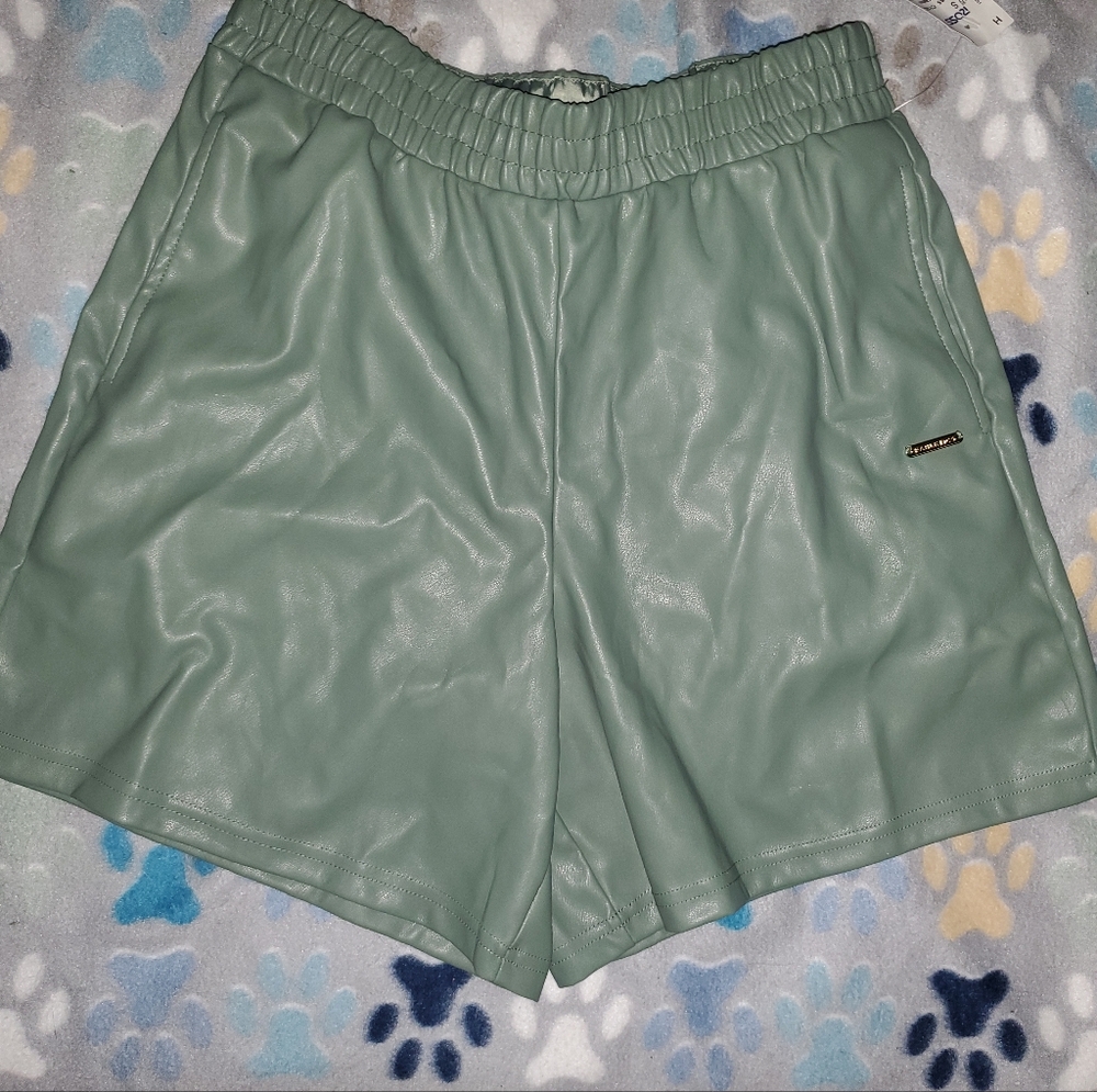 Fabletics Mint Vegan Leather Shorts